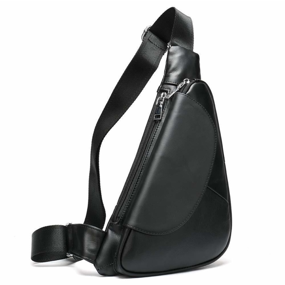 Genuine Leather Sling Bag Triangle Crossbody Bags Front Chest Day Pack New